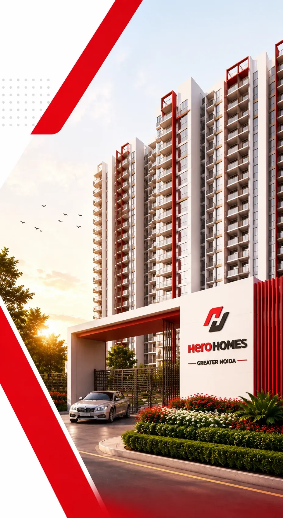 Hero Homes Greater Noida entrance and towers at Sector MU